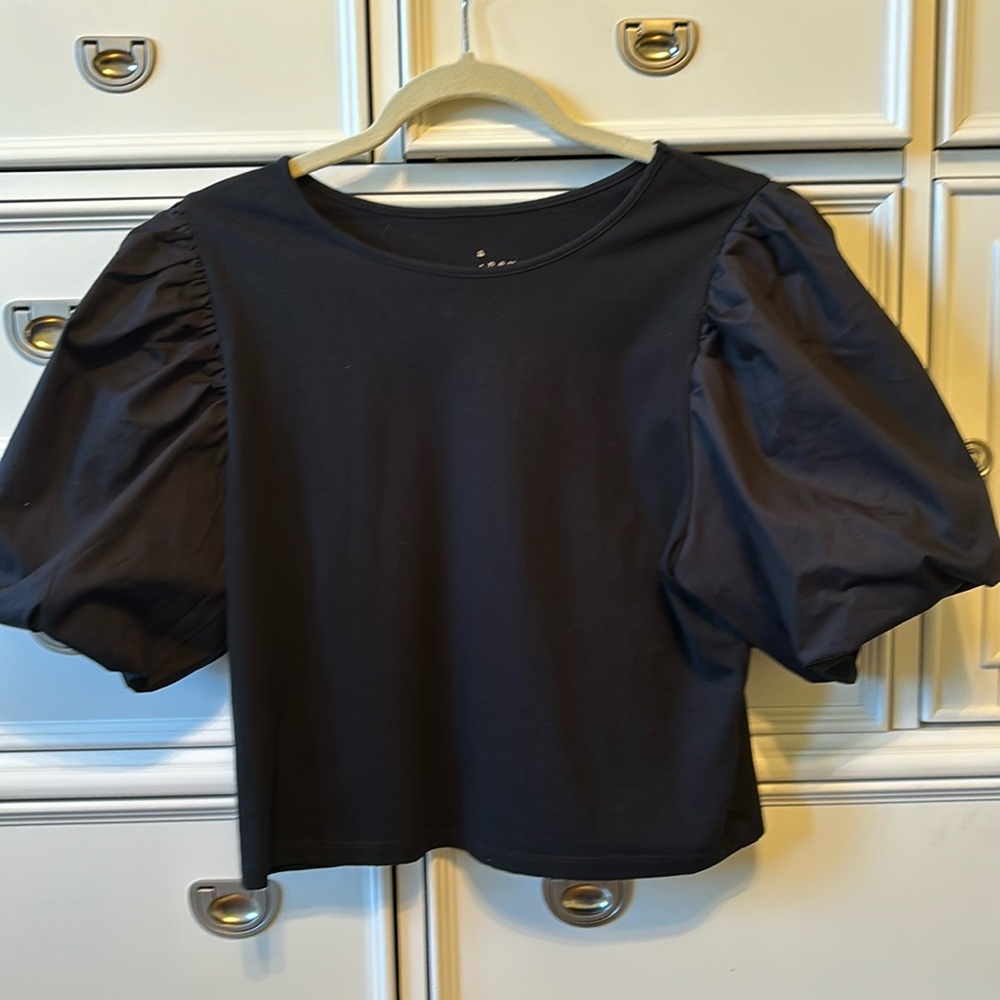 A New Day black short balloon sleeve cropped tee shirt